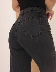 Calça Jeans Wide Leg Feminina Cintura Alta Tecido Grosso Elegante Confortável Vintage 100% Jeans Algodão