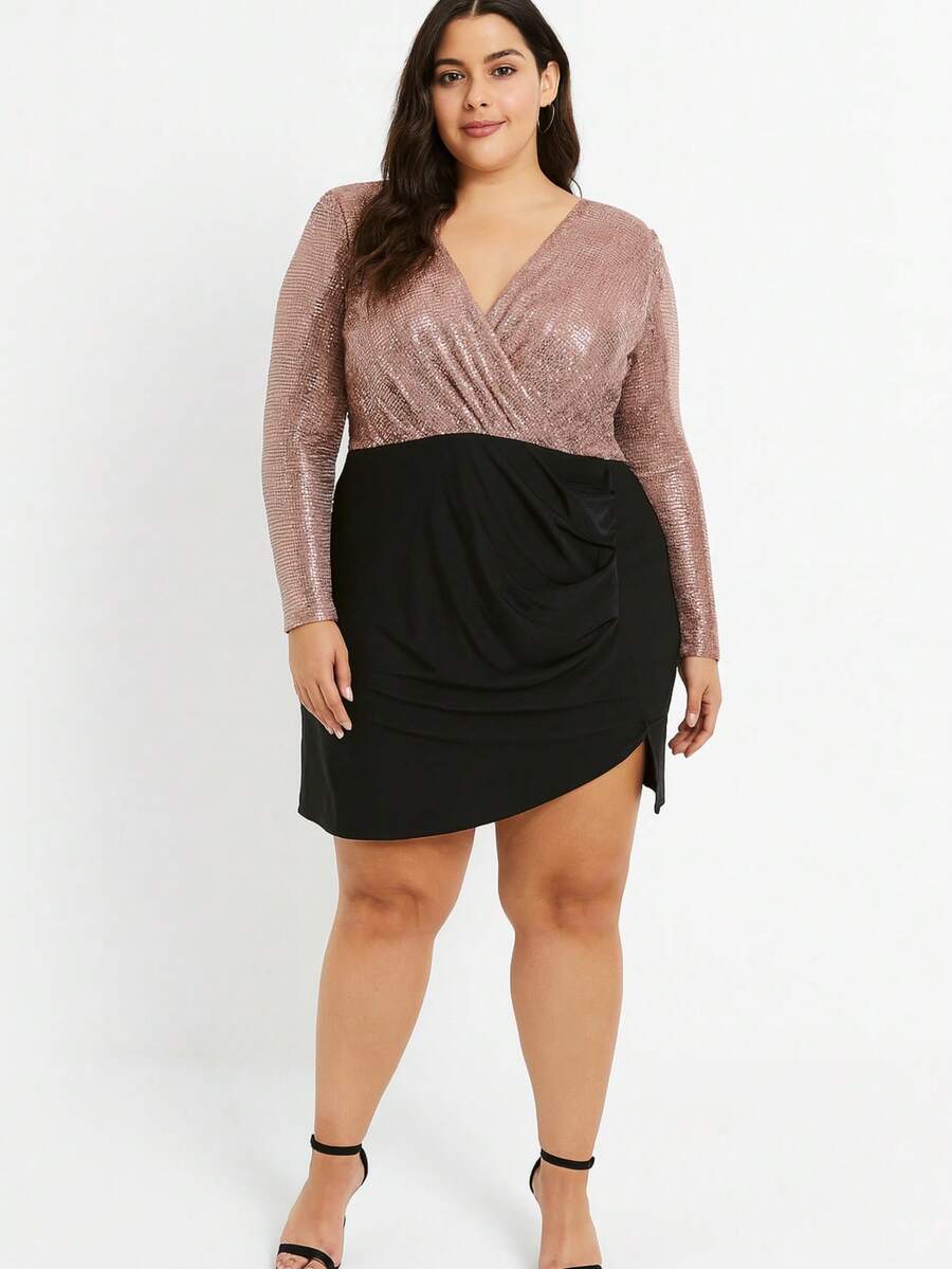 VESTIDO DE LENTEJUELA ELEGANTE - Rosa - Ver 1