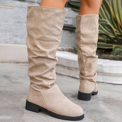 Stivali alla caviglia da donna in colore unito, con tacco alto e antiscivolo, casual e alla moda