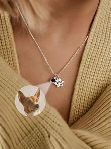 1 件定制宠物名字投影项链 | 照片投影和金属爪印项链 | 纪念照片宠物爪印雕刻项链 | 永恒伴侣纪念礼物 | 忠诚宠物照片项链 | 永远的伴侣宠物照片项链 | 纪念友谊投影项链 | 朋友项链 | 手工项链