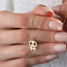 Double Venus Earrings Feminism Jewelry Woman Symbol Pendant Sterling Silver Female Symbol Necklace Feminism Gift - Double Venus Necklace - View 2