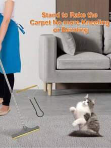 Pet Hair Carpet Brush - Powerful Hair Removal Tool For Carpets Removes Pet Hair Instantly Strong And Durable For Easy Cleaning - Grey - View 11