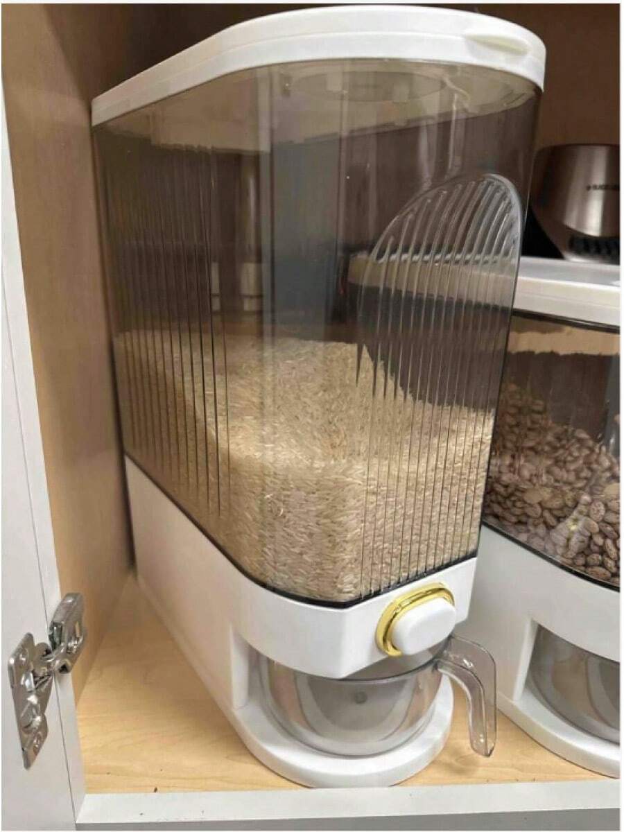 Insect-Proof And Moisture-Proof Rice Storage Container |   Large Capacity Grain Storage Jar, Kitchen Essential, Specially Designed For Storing Rice And Miscellaneous Grains - Transparent Ivory White*Large - View 1