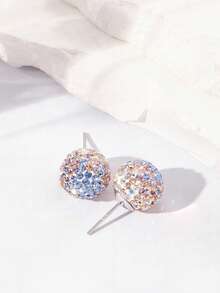 Orecchini a bottone in argento sterling 925 con cristalli scintillanti a forma di palla da discoteca, gioielli festivi, regali di Natale per le donne