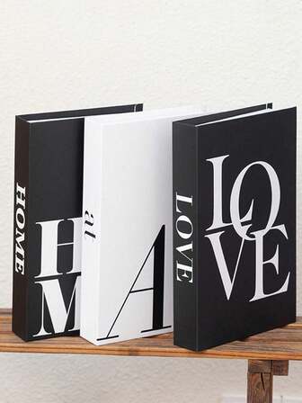 3pcs/1pc LOVE+AT+HOME.Fashion Home Style Folding Fake Book Decoration, Hard Cardboard (Cannot Be Opened). Ideal Living Room Decoration, Desktop Decoration, And Wall Decoration. Suitable For Many Scenarios