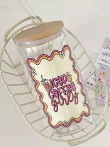 1 szt. 500 ml/16 uncji szklany kubek w kształcie puszki piwa z bambusową pokrywką i słomką, kubek do mrożonej kawy, szklany kubek, prezent na Boże Narodzenie, urodziny, najlepszy na Boże Narodzenie i Święto Dziękczynienia