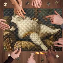 1 Caja (1000 piezas) Rompecabezas plano 2D para adultos con piezas de gato gordo, mejora la coordinación mano-ojo, regalo educativo para Halloween, Acción de Gracias, Navidad, Año Nuevo, Día de San Valentín, para mayores de 14 años, juego de rompecabezas avanzado para adultos