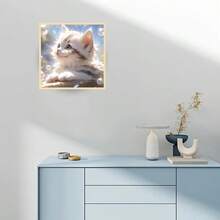 1/6pcs New 5D DIY Diamond Painting Kit, Cat Theme Pattern, Full Round Diamond Painting Canvas Art Craft, Living Room Bedroom Study, Halloween Christmas Gift, Home Decor Wall Art, Frameless