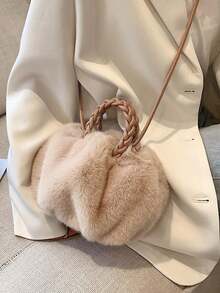 Yogodlns Multi Functional Furry Shoulder Bag Fashionable Women Bucket Handbag Soft Plush Crossbody Bags Fur Cloud Bags Simple Design Women Soft Plush Shoulder Bags Winter Furry Ladies Clutches Purse Small Handbags Fashion Female Crossbody Bags, New Arrival Fur Bag For Women