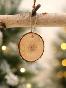 10 piezas de adornos navideños, adornos redondos de estilo rústico para colgar, decoraciones en blanco para manualidades de árboles de Navidad, fiestas navideñas, paredes de estilo campestre y decoración del hogar