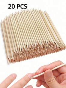 Palito de madera naranja de un solo uso, herramienta para el cuidado de las uñas, elimina la piel muerta, limpia, dispositivo multifuncional, palito de madera naranja sin filo, palito con puntos, palito empujador de madera, palito para quitar uñas. Usado para eliminar la piel muerta y limpiar las uñas, adecuado para salones de uñas y manualidades de arte de uñas