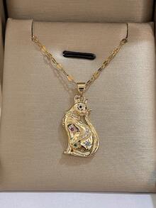 1 Pc Cute Vintage Pendant Necklace For Women Stainless Steel Chain Necklace Daily Party Jewelry Christmas Gifts