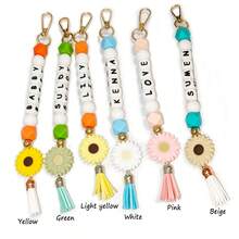 1-Piece Flower Bag Charm, Tassel Pendant, Available In Multiple Flower Colors, Customizable With Name And Initials Beads, Suitable As A Birthday/Holiday Gift For Mother/Family/Girlfriend. - Multicolor - View 9