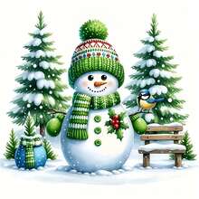 1 pièce Kit de peinture de diamant 5D rond thème Bonhomme de neige, Sapin de Noël et Oiseau, Meilleur cadeau d'anniversaire, Cadeau de fête idéal, Kit de peinture de diamant rond fait main sans cadre, Décoration d'intérieur exquise pour le salon, la chambre, le bureau, la cuisine, Cadeau artistique surprise sans cadre