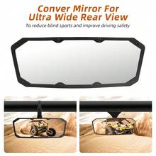Espejo retrovisor central para UTV/ATV para barras de rodillo de 1.75"-2", abrazadera de aluminio ajustable 360°, espejo central compatible para vehículo todo terreno