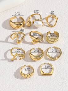 11 Pcs/Set Punk Rings Set For Women Vintage Geometric Rings Set Fashion Personalized Jewelry Gifts Match With Daily Outfits, Party Accessories