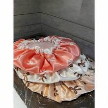 2pcs Waterproof Double-Layer Bow Shower Cap, Elastic Shower Cap, Adult Kitchen Oil-Proof Cap, Bathroom Hair Drying Cap, Elastic And Adjustable, Suitable For Face Washing, Drying Hair, Makeup, Cooking, Shampooing 1pc Home Bathroom Decor Fall Decor Back To School