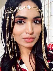 1pc Fashion Chain Tassel Hair Chain, Women Party Makeup Prom Headpiece