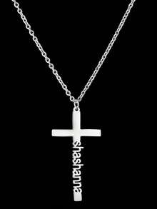 1pcs Custom Cross Pendant Necklace With Personalized Name, Cute And Style, Suitable For Daily Wear And Gift- Perfect For Mother's Day, Birthday Gift - Multicolor - View 4