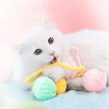 Colorful Woven Yarn Ball Cat Toy With Bell, Cute & Fresh, Chewing & Playing Toy For Cats, Pet Supplies