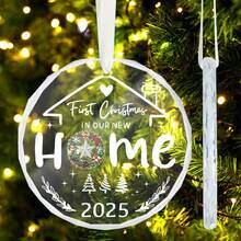 1 buc cadouri de casă nouă, primul Crăciun în casa noastră nouă, ornament din sticlă decorare casă nouă, cadou de casă nouă, decorațiune agățată de Crăciun, decorațiune de brad, cadou creativ pentru casă nouă, decorațiune de Crăciun