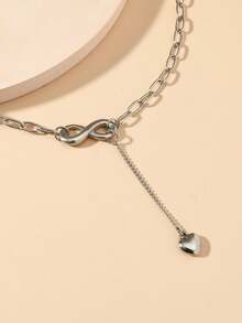 1pc Solid Heart Shaped Pendant Necklace, Suitable As A Gift For Teens - one-size - View 8
