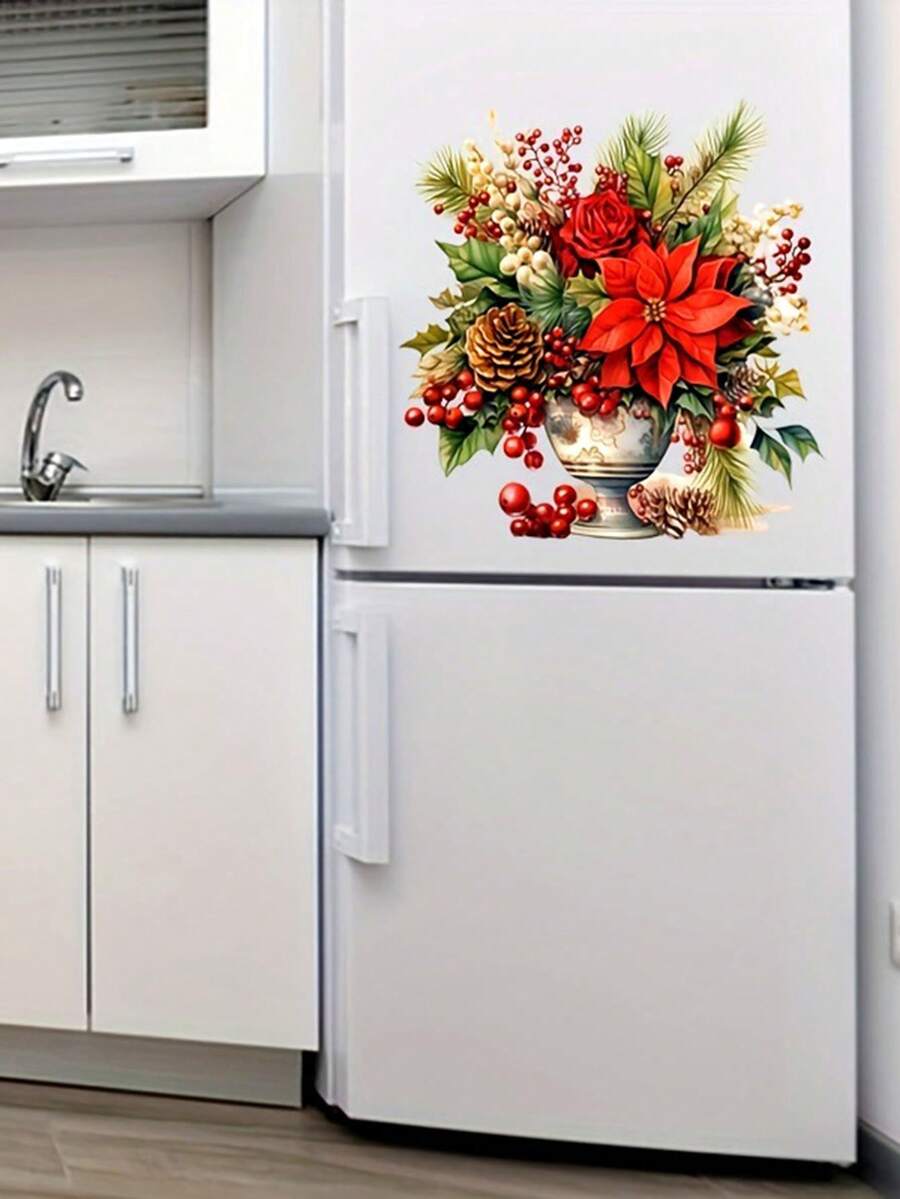 1 Set Christmas Flower Stickers, Toilet Tank Stickers, Refrigerator Stickers, Window Stickers, Bathroom Stickers, Aesthetic Home Decor, Room Decoration, Beautify Your Home Wall Decor Wall Stickers Wall Sticker Christmas Decorations Christmas Decoration Christmas Decorations Home