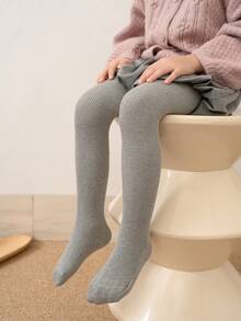 1pc Children's Fleece Tights, Autumn/Winter Baby Leggings, Girls Stirrup Stockings - Multicolor - View 18