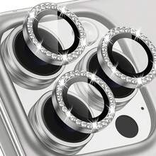 3pcs Camera Lens Protector Compatible With Iphone , With Shiny Metal Rhinestone Ring & 9h Hardness Scratch Resistant Film, Fashion Accessory, User-Friendly Protective Case Gift For Birthday, Family, Friends Sparkling Crystal, Lens Protector, Phone Accessories Waterproof Shockproof Anti-Fall Anti-Fall Anti-Fingerprint Full Cover