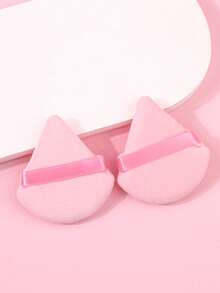 2 piezas Borla de terciopelo triangular Herramienta de maquillaje cosmético para el rostro y los ojos Esponja reutilizable lavable Mini accesorio de borla de polvo - Multicolor - Ver 8