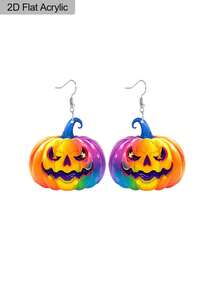 1 对彩色帽子南瓜鬼亚克力耳环女士万圣节耳环节日派对耳环万圣节耳饰装扮 - 彩色 - 查看 9