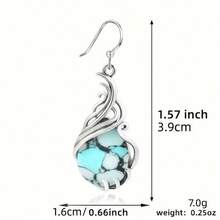 Bohemian Style Hollow Teardrop Pattern Earrings For Women, Daily Accessories, Silver Plated Artistic Dangle Drop Design