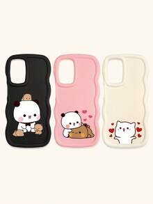 Cute Panda Novelty 3pcs Dopamine Themed Phone Cases, Cute Cartoon Panda, Bear, Cat Print Phone Case Set, New Wavy Macaron Design Phone Covers, Phone Protective Cases Compatible With IPhone Spring Gift,International Version, Not The Domestic Version - Multicolor - View 40