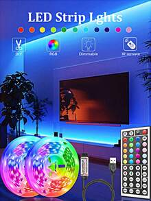 3,28ft-98ft intelligente RGB LED Streifen Leuchten, inklusive 44-Tasten Fernbedienung, 6 individuelle Modi, einstellbare Helligkeit & Geschwindigkeit, einfache Installation, geeignet für Schlafzimmer, Decke, Party, Weihnachtsdekoration, TV Hintergrundbeleuchtung, Raumdekoration