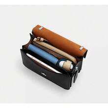 Coach COACH Women's Crossbody 18 Flap Purse Embossed Logo Snap Closure Multi Pocket Convertible Crossbody Clutch Mini Size Black CN313