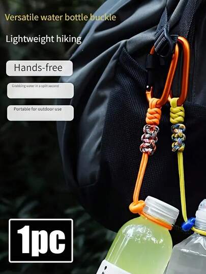 1pc Multi-Functional Outdoor Water Bottle Hanging Rope, With Climbing Buckle, Heavy-Duty Braided Rope, Anti Drop Strap, Hands-Free Hook, Heavy-Duty Aluminum Hook Ring, Creative Outdoor Hook Umbrella Rope, Aluminum Alloy Hook, Anti-Theft Hanging Rope, Bag Accessory