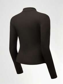 Plus Size Women Fitness Sports Yoga Jacket, Suitable For Workout, Yoga, Jogging, Outdoor - Black - View 2