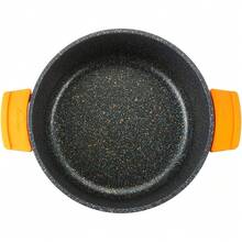Cuisinons ensemble ! Casserole basse en titane Ecochef, induction, couvercle en verre de 30, antiadhésif QUANTANIUM écologique sans PFOA, aluminium coulé de 5 mm d'épaisseur, poignéen silicone, vitrocéramique, four - TAILLE - Voir 3