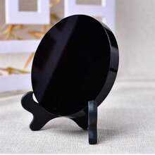 1Set Polishing Crystal Black Obsidian Divination Mirror Scrying Crystal Ornament Reiki Healing Gemstone Quartz Stone Plates Gorgeous Black Mirrors Yoga Meditation - Black - View 12