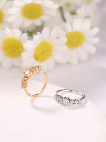 KARYOKO 1pc Shiny Cubic Zirconia Nose Ring For Women & Girls – Gold & Silver Spiral Hoop Nose Piercing Jewelry, 8mm - 1# - View 11