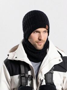 OBOVAY Men's Winter Knit Hat, Warm Scarf And Touchscreen Gloves, Double Layer Thickened Pattern, Pom Pom Snowflake Design, Suitable For Skiing, Travel, Cycling, Driving, Dating, Men's Gift, Daily Winter Accessories, Winter Outfit, Winter Warmth - Multicolor - View 4