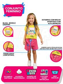 10 Piece Clothing Kit For Girls, Teens, And Women Summer Sizes 1 To 16: 5 Cropped T-Shirts/Blouses + 5 Bermuda Shorts/Shorts For Kids, Ready For Delivery, Feminine, Fun Prints With Shine - 彩色 - 查看 2