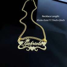 Customized Nameplate Necklace, Elegant Stainless Steel Crown Heart Necklace, Personalized 18K Gold Plated Name Necklace, Crown Name Necklace, Birthday Gift - Multicolor 4 - View 5