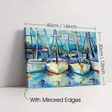 2D Flat 1pc Framed Canvas Wall Art - Vintage Ship & Boat Oil Painting Style, Waterproof Wooden Frame, 15.7x11.8 Inches - Perfect For Living Room, Bedroom, Office, Or Bar Decor, Nautical Decor - trắng - Xem 5
