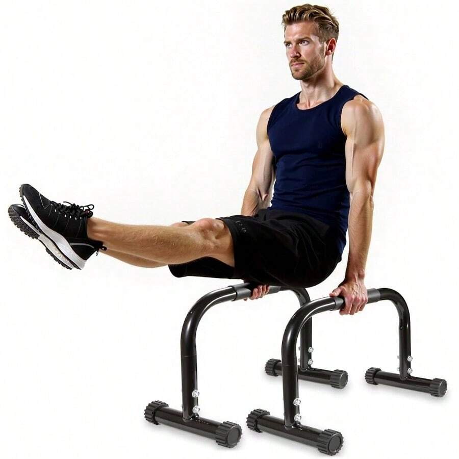 Parallettes Bars, 12'' High Steel Push Up Bar Strength Training Handstands, Calisthenics Bars Dip Bars, Calisthenic, Push Up Stands Handle Floor Workouts Calisthenics Equipment - Black - View 1