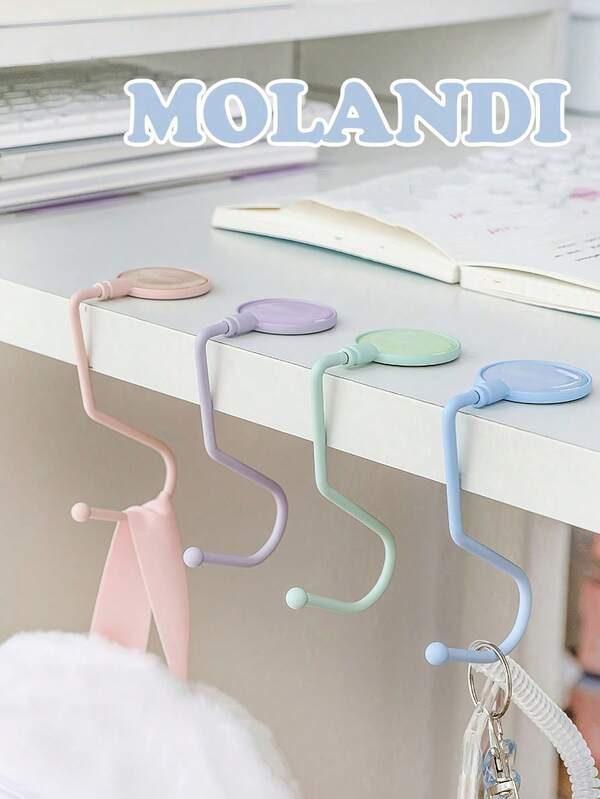 1/4/6 piezas Ganchos plegables portátiles para colgar bolsos de color Morandi, soporte pesado para bolsos y organizador de escritorio para oficina y escuela