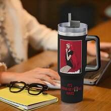 20oz/40oz, Edelstahl Wasserflasche mit Griff, Vakuumflasche, geeignet für Outdoor-Reisen (mit Strohhalm), geeignet für Schule, KPOP Idol, Geschenke für RUBIES, Valentinstag Geschenke, Isolierung und Kühlung