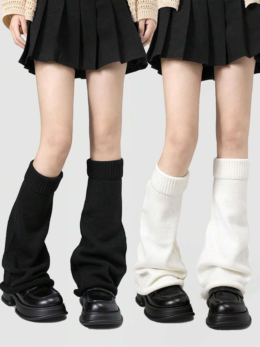 半双装女士小码纯色阔腿针织腿套，显瘦塑形，可作角色扮演、万圣节装饰腿套、腿部覆盖长袜，多功能中筒腿套，适合秋冬季节、日常穿着或作为圣诞礼物