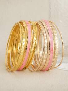 5 قطع مجموعة أساور بتصميم فريد من الشريط والقلب للبنات