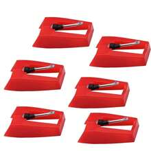 1 件/3 件/6 件通用替换唱针，适用于黑胶唱片播放器 - 红色塑料，适合多种型号，易于安装，控制精确，功能齐全 - 彩色 - 查看 10